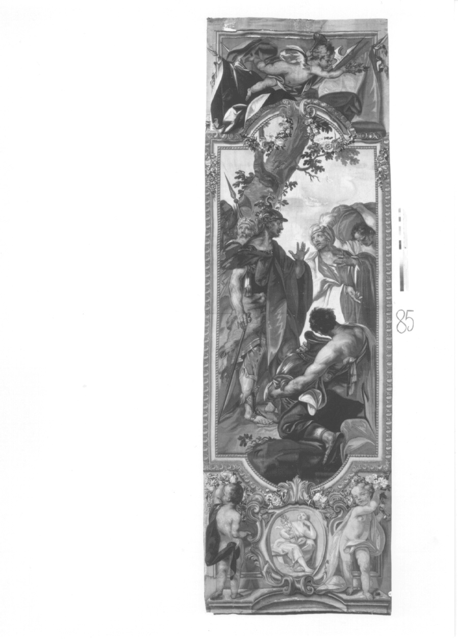 il soldato di Rodi (arazzo, opera isolata) di Beaumont Claudio Francesco, Demignot Francesco - manifattura torinese (metà sec. XVIII)