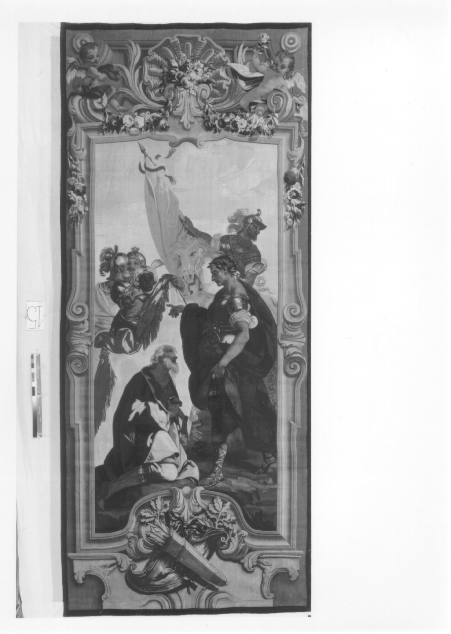 Cesare e il pastore Amiclate (arazzo, opera isolata) di Beaumont Claudio Francesco, Martinez Andrea (attribuito), Dini Antonio - manifattura torinese (secondo quarto sec. XVIII)