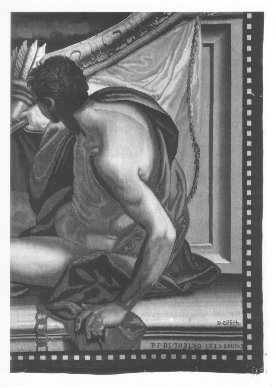 Alessandro Magno rifiuta l'acqua (o Alessandro Magno a cavallo di Bucefalo) (arazzo, opera isolata) di Beaumont Claudio Francesco, Bruno Antonio - manifattura torinese (secondo quarto sec. XIX)
