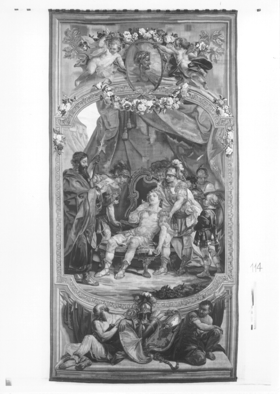 Alessandro Magno e il suo medico Filippo (arazzo, opera isolata) di Bruno Antonio, Pécheux Lorenzo, Pécheux Benedetto - manifattura torinese (primo quarto sec. XIX)