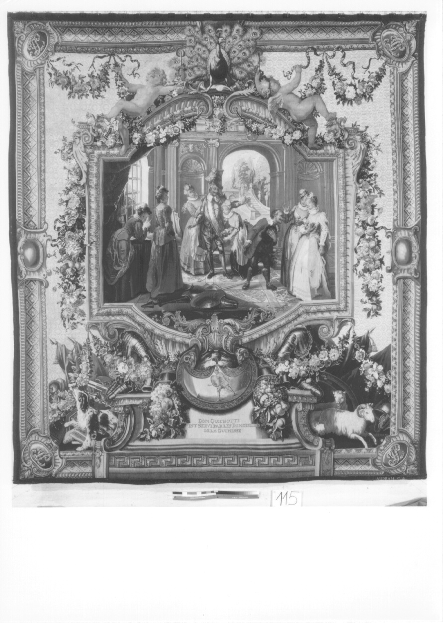 Don Chisciotte è servito dalle damigelle della Duchessa (arazzo, opera isolata) di Coypel Charles, Audran Claude, Audran Michel - manifattura di Gobelins (metà sec. XVIII)
