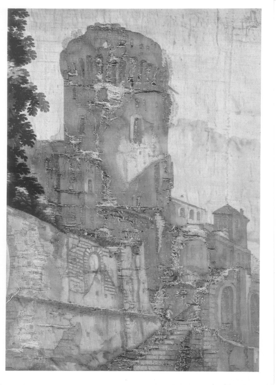 veduta di un castello sul mare (arazzo, opera isolata) di Antoniani Francesco, Dini Antonio - manifattura torinese (metà sec. XVIII)
