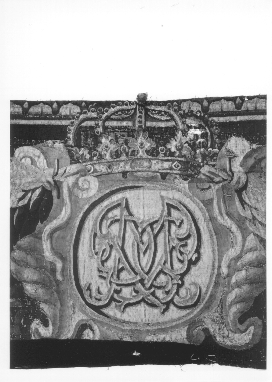 stemma affiancato da aquile e festoni di fiori e di frutti (arazzo, opera isolata) di Van Leefdael Jan - manifattura di Bruxelles (terzo quarto sec. XVII)