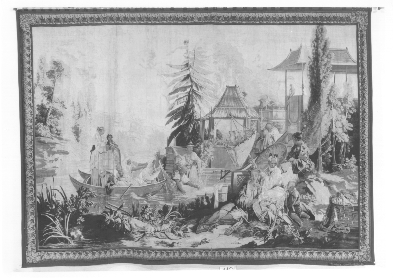 la pesca presso i Cinesi (arazzo, opera isolata) di Besnier Nicolas, Oudry Jean-Baptiste, Boucher François, Dumons Jean-Joseph (attribuito) - manifattura di Beauvais (metà sec. XVIII)