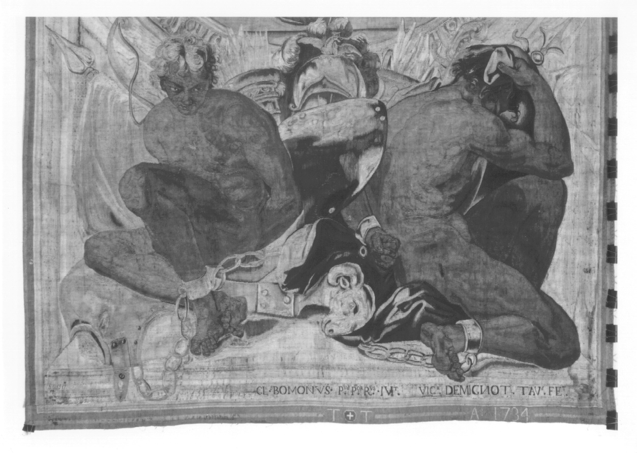 Alessandro Magno giovinetto riceve lo scettro (arazzo, opera isolata) di Beaumont Claudio Francesco, Demignot Vittorio - manifattura torinese (secondo quarto sec. XVIII)