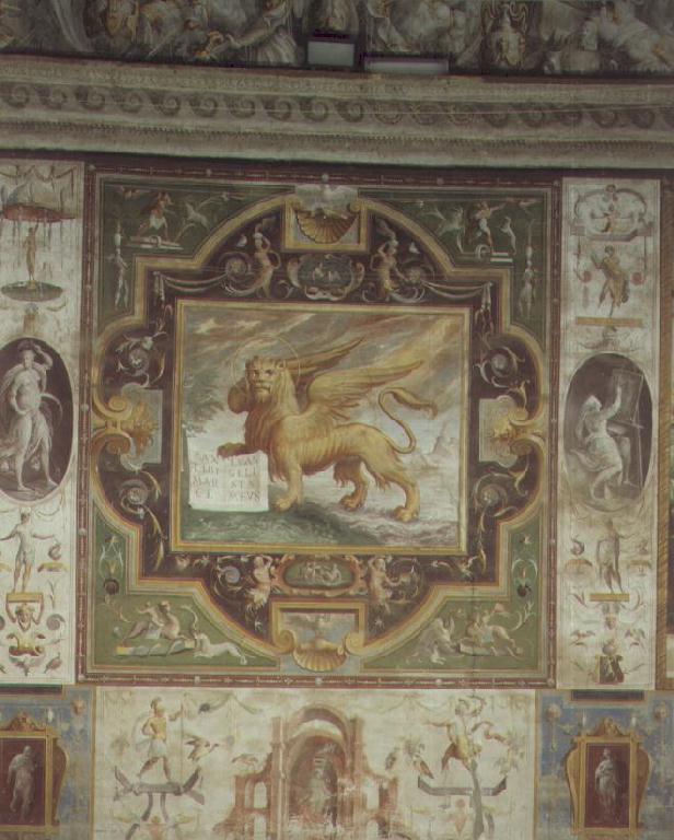 Leone di San Marco; Motivi decorativi a grottesche (decorazione pittorica) di Baglione Cesare, Paganino Giovan Antonio (sec. XVI)