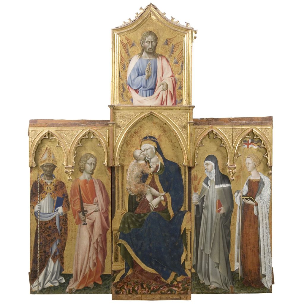 Madonna con Bambino in trono con San Piero Damiano, San Tommaso, Santa Chiara e Sant'Orsola (polittico) di Giovanni di Paolo (sec. XV)