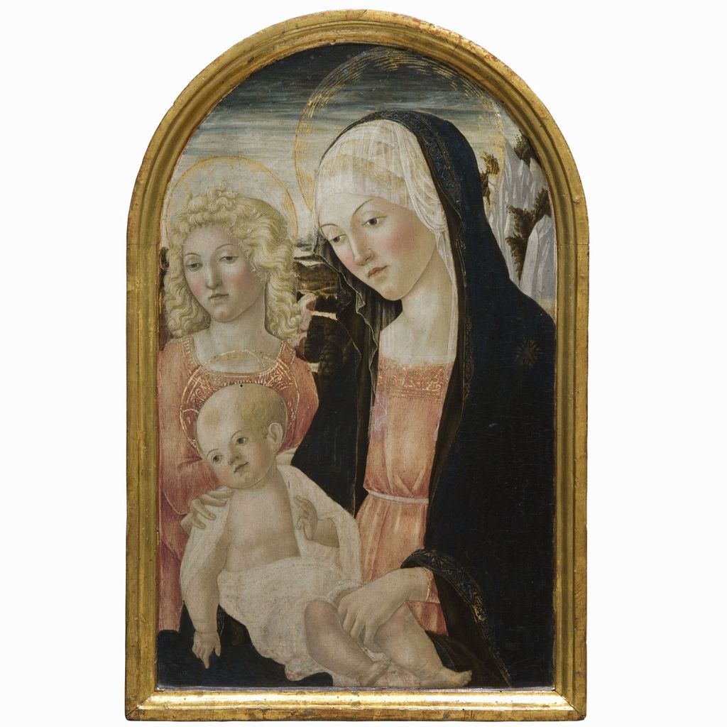 Madonna con Bambino e angelo (dipinto) di Martini Francesco di Giorgio (bottega) (sec. XV)
