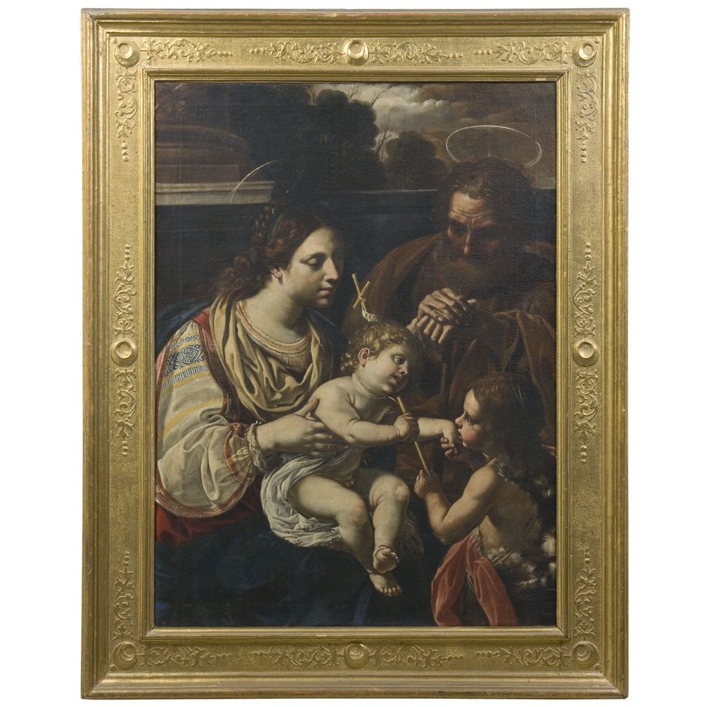 Sacra Famiglia con San Giovanni Battista bambino (dipinto, pendant) di Mei Bernardino (attribuito) (sec. XVII)