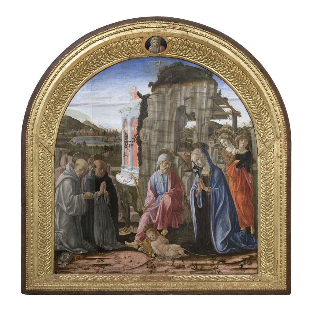 natività di Gesù con San Bernardo e San Tommaso d'Aquino (dipinto) di Martini Francesco di Giorgio (sec. XV)