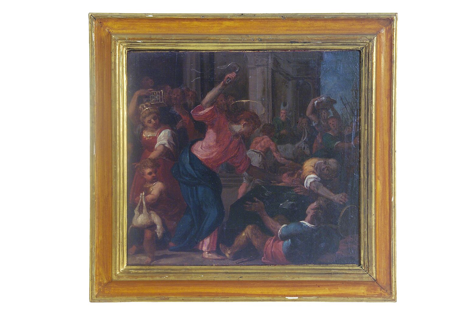 Cristo caccia i mercanti dal tempio (dipinto, elemento d'insieme) di Barbatelli Bernardino detto Poccetti (attribuito) (fine/ inizio secc. XVI/ XVII)