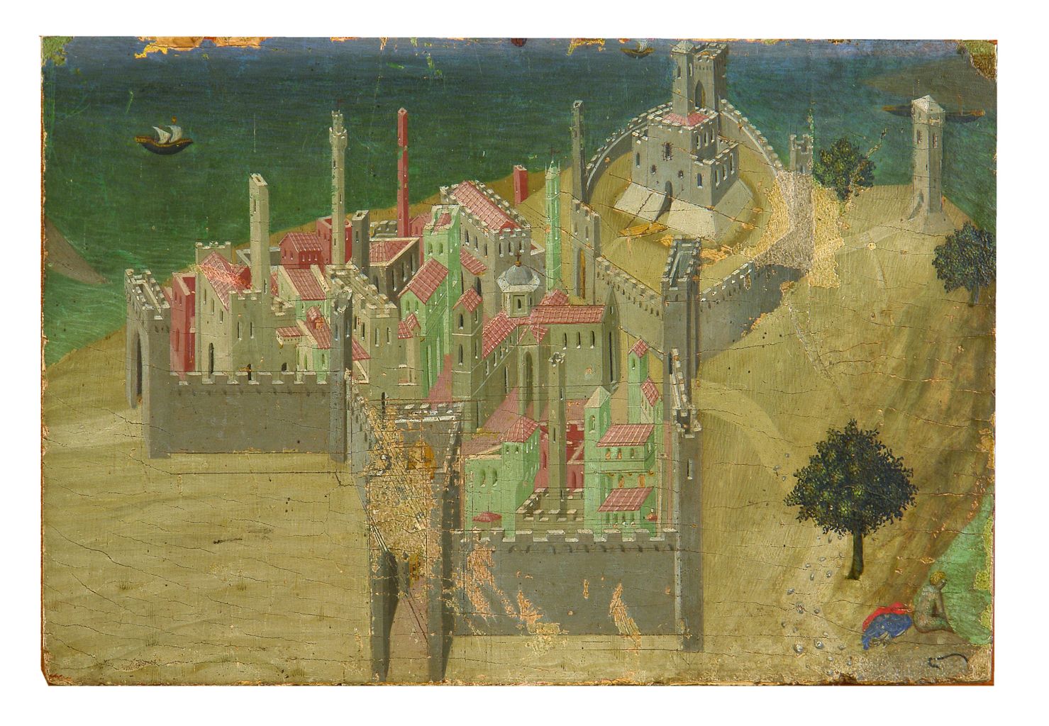 veduta di città sul mare (dipinto, frammento) di Stefano di Giovanni di Consolo detto Sassetta (attribuito) (sec. XV)