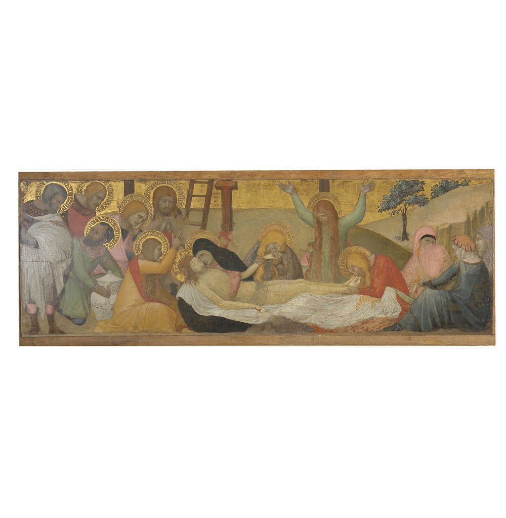 compianto sul Cristo morto (predella) di Lorenzetti Ambrogio (attribuito) (sec. XIV)