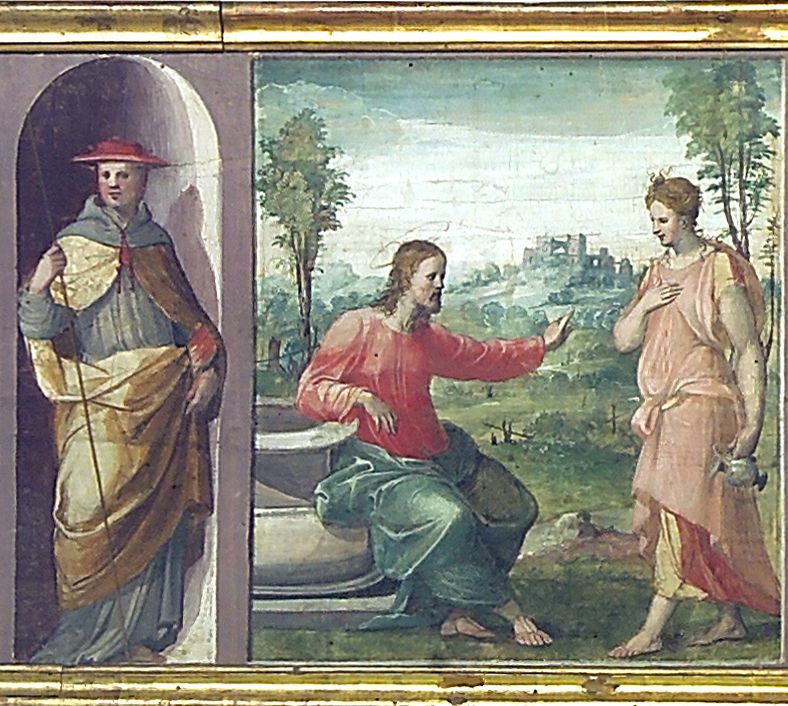 San Girolamo/ Cristo e la samaritana al pozzo (scomparto di predella) di Neroni Bartolomeo detto Riccio (sec. XVI)