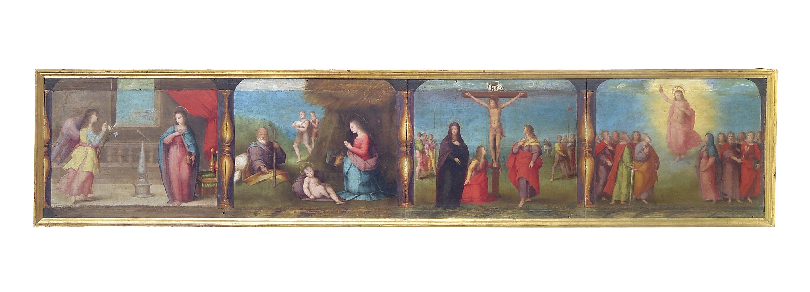 storie della vita di Maria Vergine e di Cristo (predella) di Piccinelli Andrea detto Andrea del Brescianino (attribuito) (sec. XVI)
