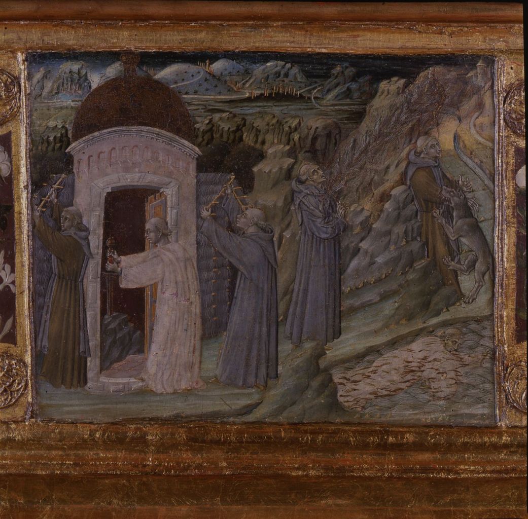 Polittico di San Galgano, episodio della vita di San Galgano (scomparto di predella) di Giovanni di Paolo (sec. XV)