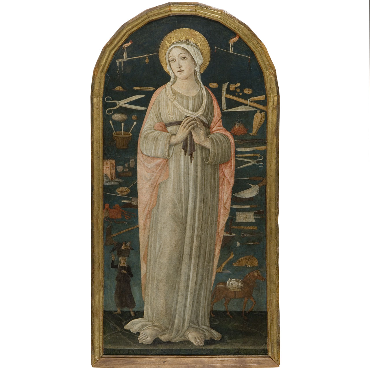 Santa Caterina d'Alessandria con attrezzi e strumenti dei medici e degli speziali (dipinto) di Cozzarelli Guidoccio (sec. XV)