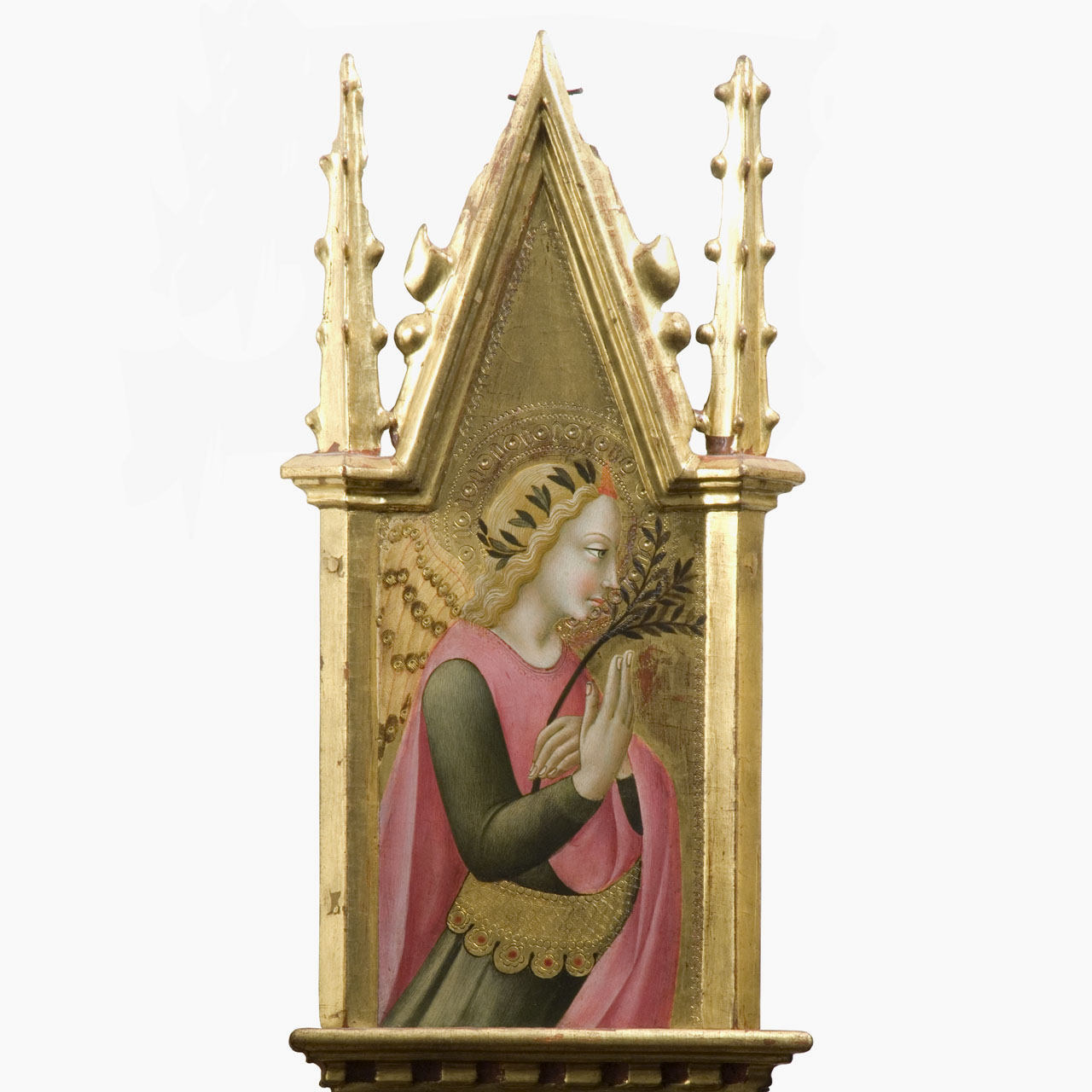Pala dei Santi Cosma e Damiano, angelo annunciante (cimasa di polittico, elemento d'insieme) di Sano di Pietro (sec. XV)