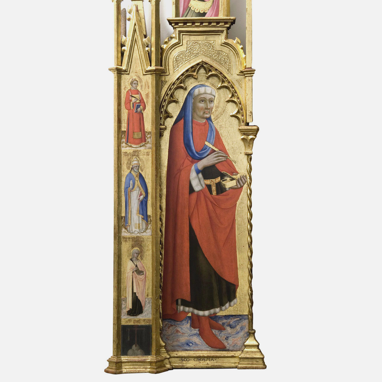 Pala dei Santi Cosma e Damiano, Santo Stefano/ San Gregorio Magno/ Sant'Agata/ croce (pilastrino di polittico, elemento d'insieme) di Sano di Pietro (sec. XV)