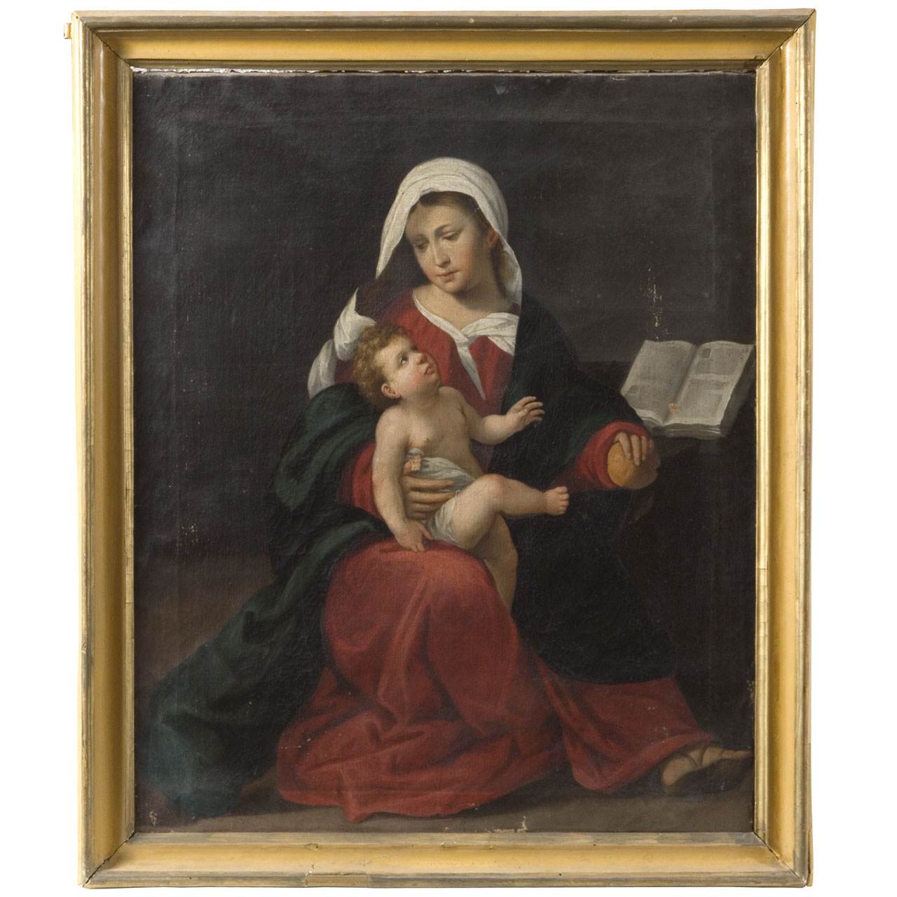 Madonna con Bambino (dipinto) di Pitati Bonifacio de' detto Bonifacio Veronese (cerchia) (prima metà sec. XVI)
