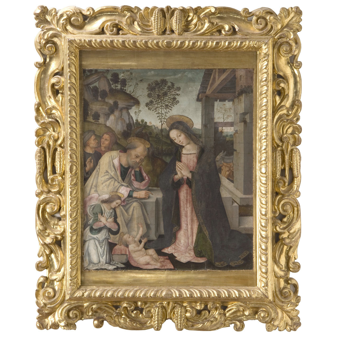 Madonna in adorazione di Gesu' Bambino (dipinto) di Bernardino di Betto detto Pinturicchio (maniera) (sec. XVI)
