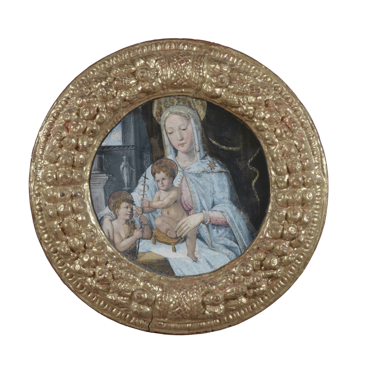 Madonna con Bambino e San Giovannino (dipinto, pendant) di Maestro del desco Chigi Saracini (sec. XVI)