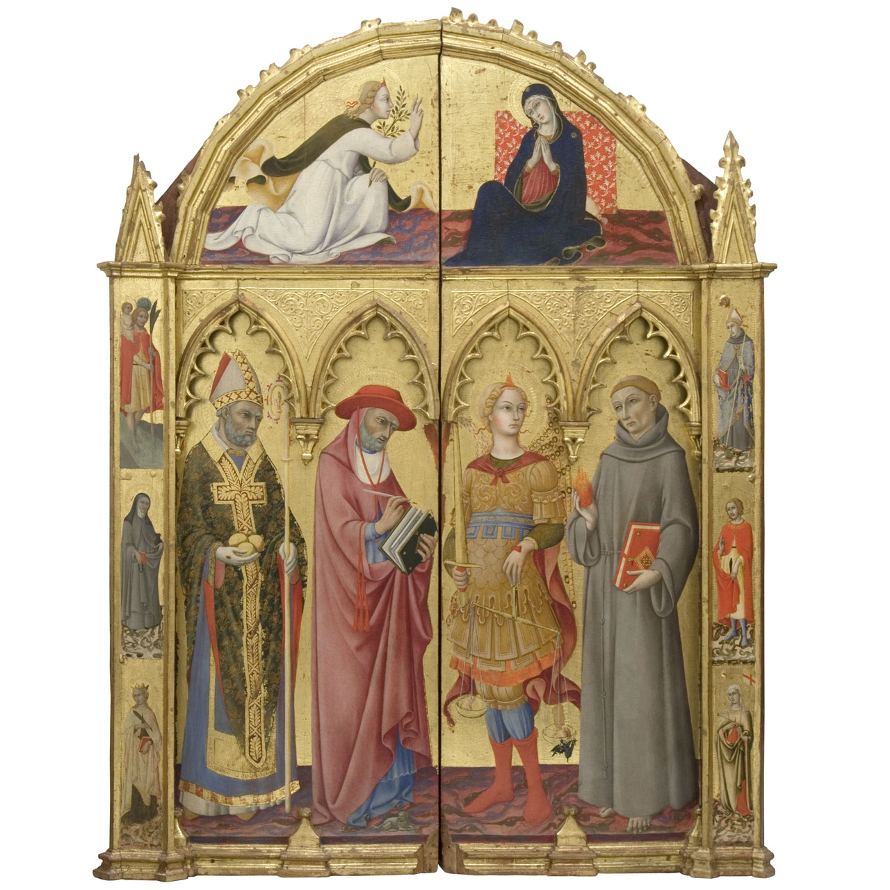 Santi e Annunciazione (scomparto di pala d'altare, frammento) di Sano di Pietro (sec. XV)