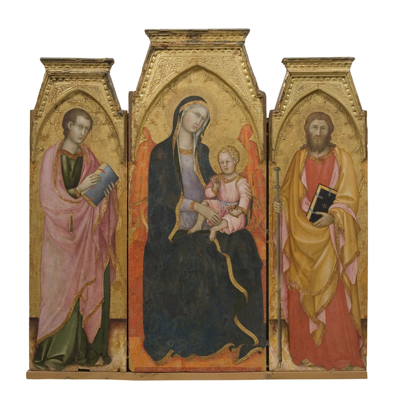 Madonna con Bambino in trono con San Filippo e San Giacomo il Maggiore (trittico) di Andrea di Bartolo (fine/ inizio secc. XIV/ XV)