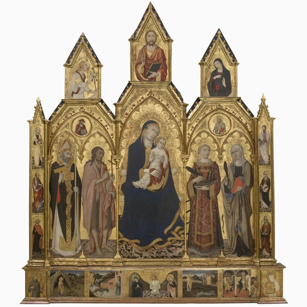 Polittico di Scrofiano, Madonna con Bambino e Santi/ Annunciazione/ Cristo benedicente/ Storie della vita di San Biagio (polittico) di Sano di Pietro (sec. XV)