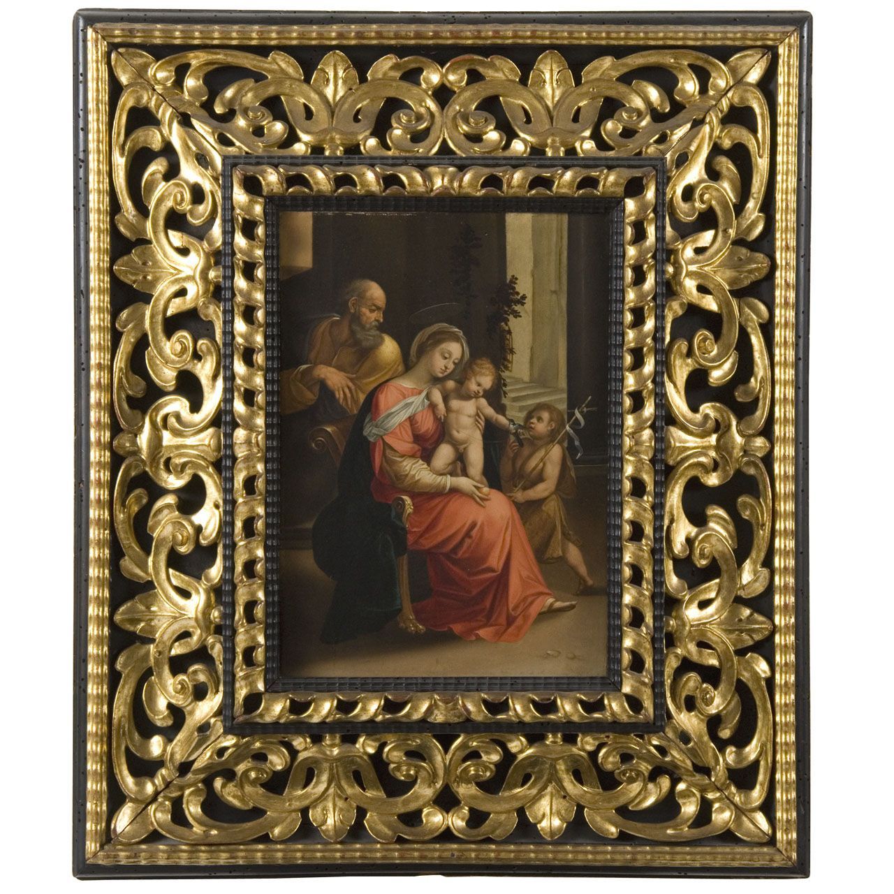 Sacra Famiglia con San Giovanni Battista bambino (dipinto) di Cesari Bernardino (secc. XVI/ XVII)