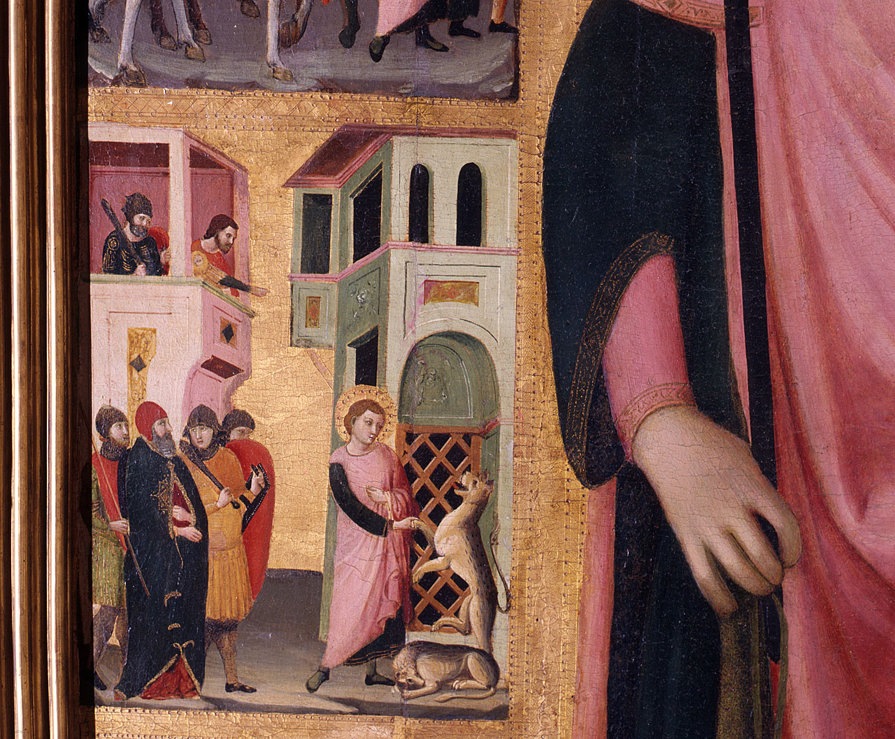San Miniato e il leopardo (dipinto) di Landini Jacopo detto Jacopo del Casentino (sec. XIV, sec. XV)