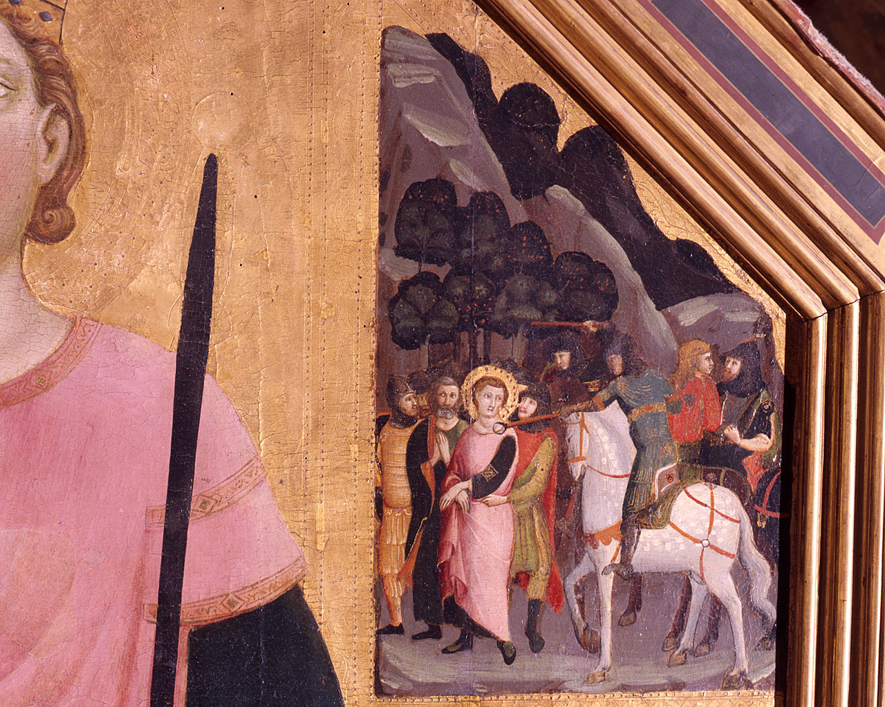 San Miniato e un donatore (dipinto) di Landini Jacopo detto Jacopo del Casentino (sec. XIV, sec. XV)