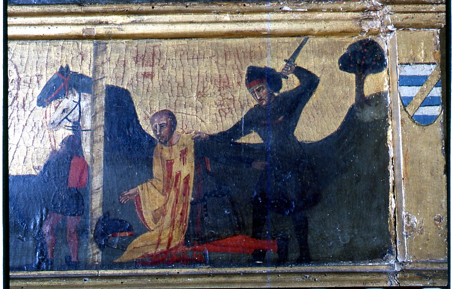 San Giovanni Gualberto uccide l'assassino di suo fratello (scomparto di predella) di Maestro dell'Altare di San Niccolò (ultimo quarto sec. XIV)