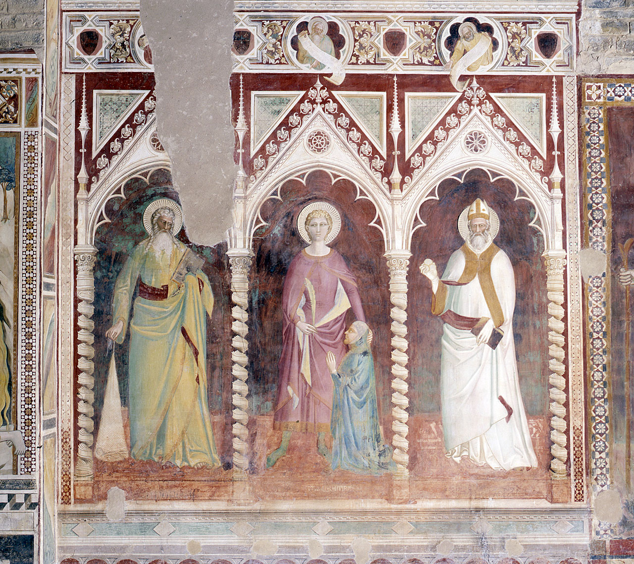 Sant'Andrea apostolo, San Pancrazio, San Niccolò di Bari e profeti (dipinto murale) di Niccolò di Tommaso (sec. XIV)