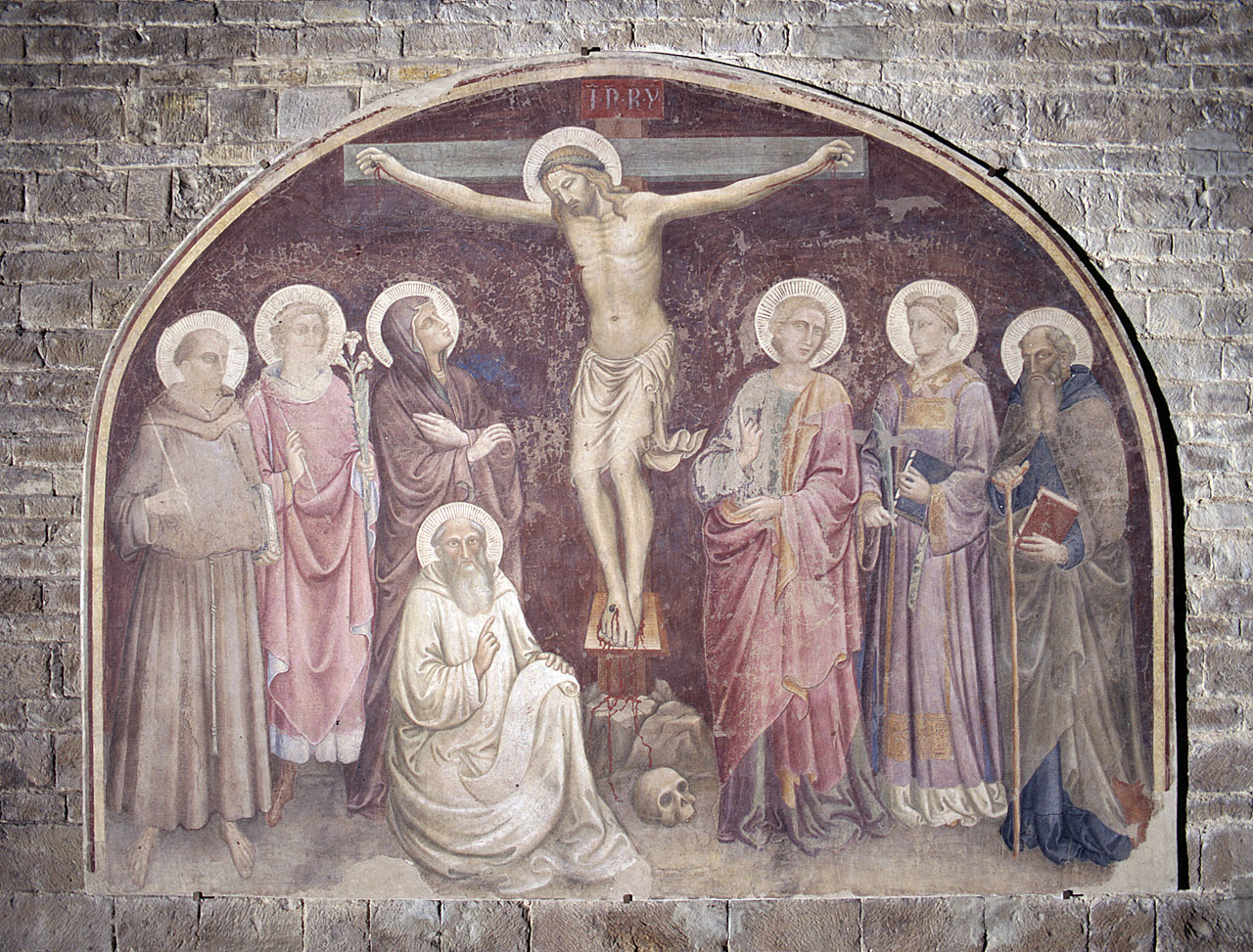Cristo crocifisso e santi (dipinto murale) di Mariotto di Nardo (sec. XV)