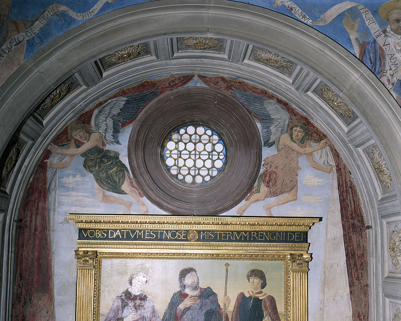angeli reggicortina (dipinto murale) di Benci Antonio detto Pollaiolo, Benci Pietro detto Piero del Pollaiolo (sec. XV)