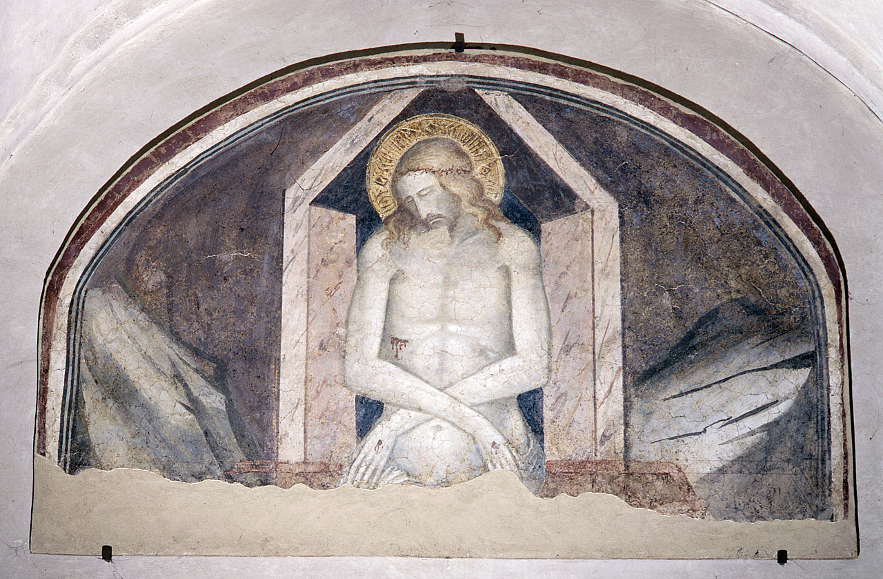 Cristo in pietà (dipinto murale) di Gaddi Agnolo (cerchia) (sec. XV)