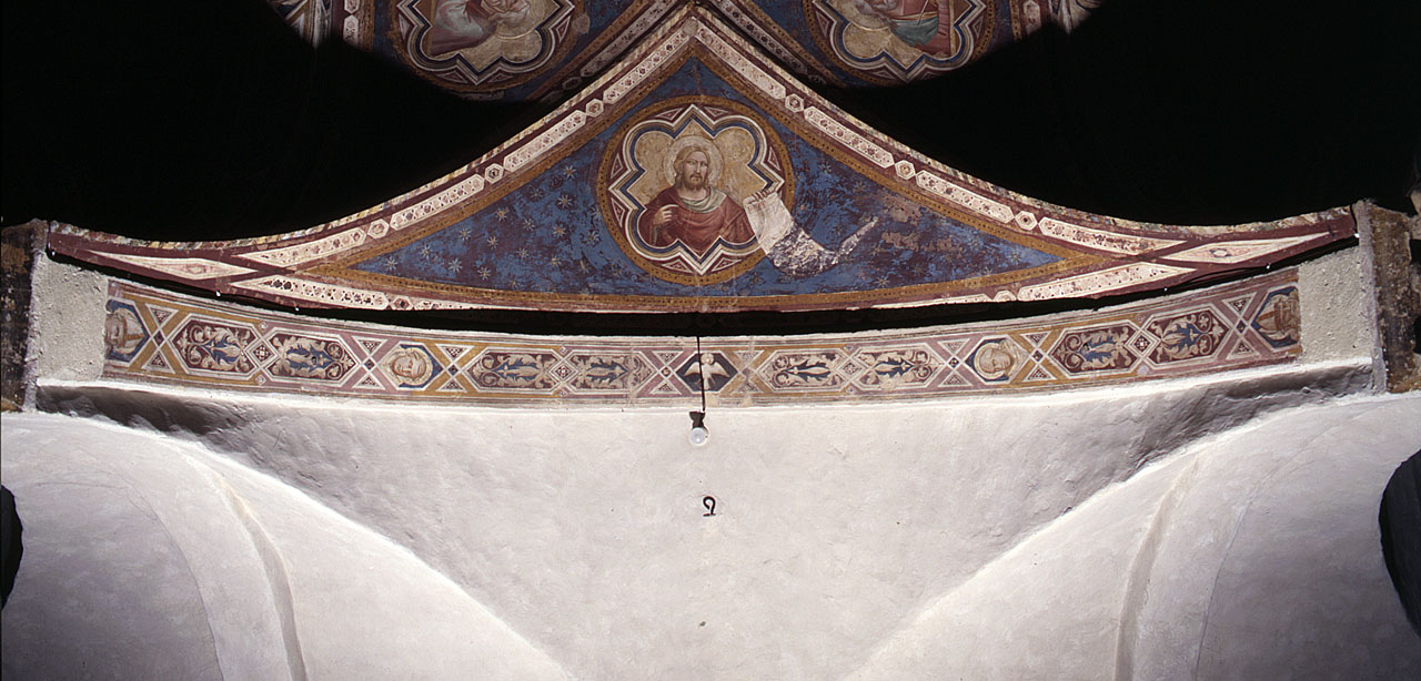 Colomba dello Spirito Santo Santi monaci, decorazione vegetale (dipinto murale) di Gaddi Taddeo (secondo quarto sec. XIV)