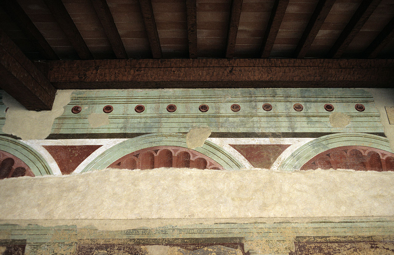 elementi architettonici (dipinto murale, frammento) di Paolo Uccello (attribuito) (sec. XV)