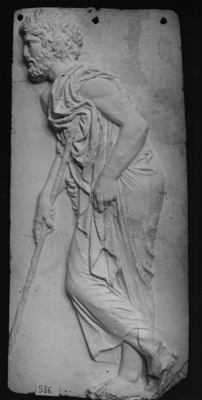 vecchio con bastone (rilievo) di Bartolini Lorenzo (attribuito) (sec. XIX)