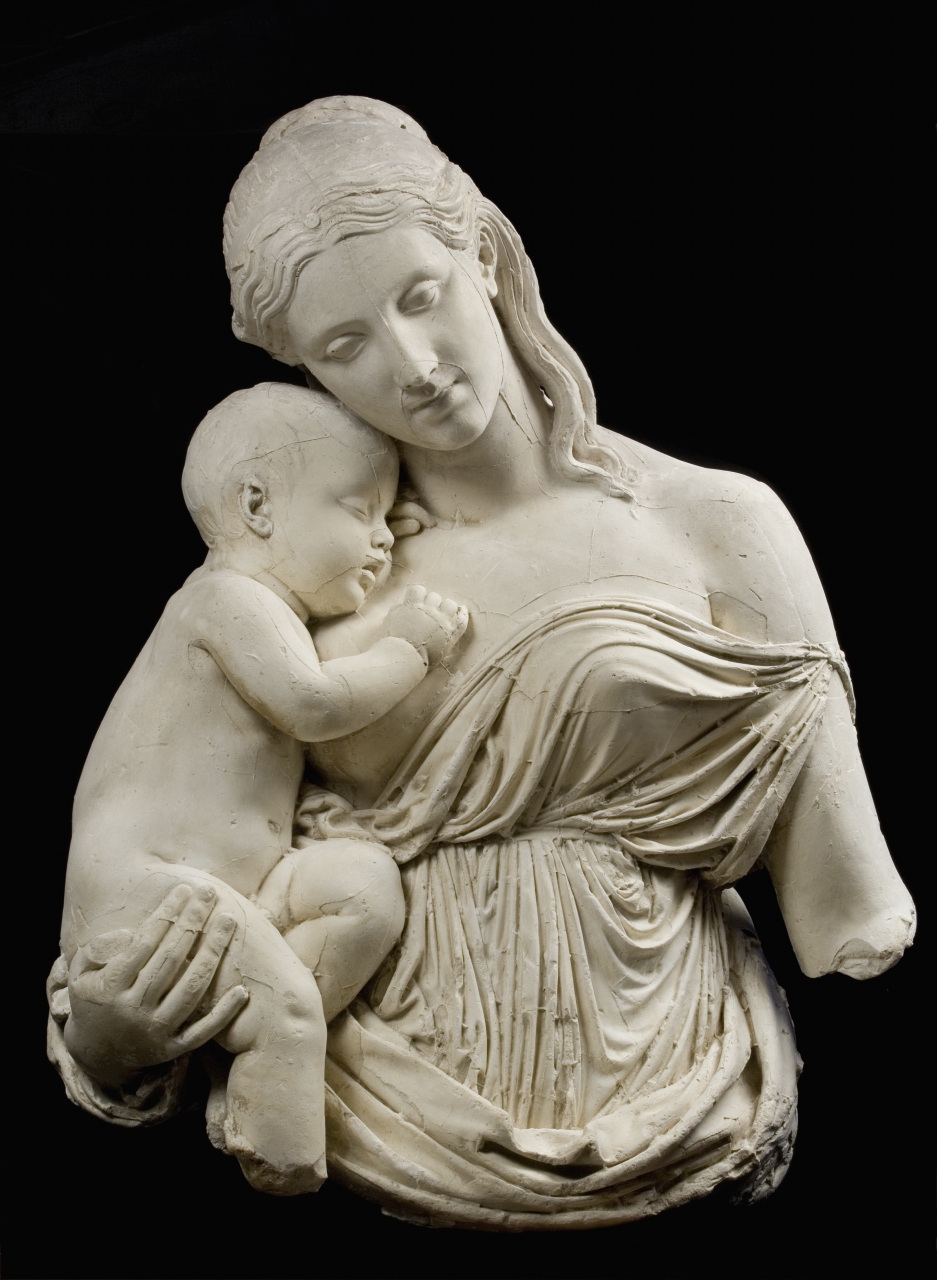 Carità educatrice, figura femminile con bambino (calco di scultura) di Bartolini Lorenzo (bottega) (sec. XIX)