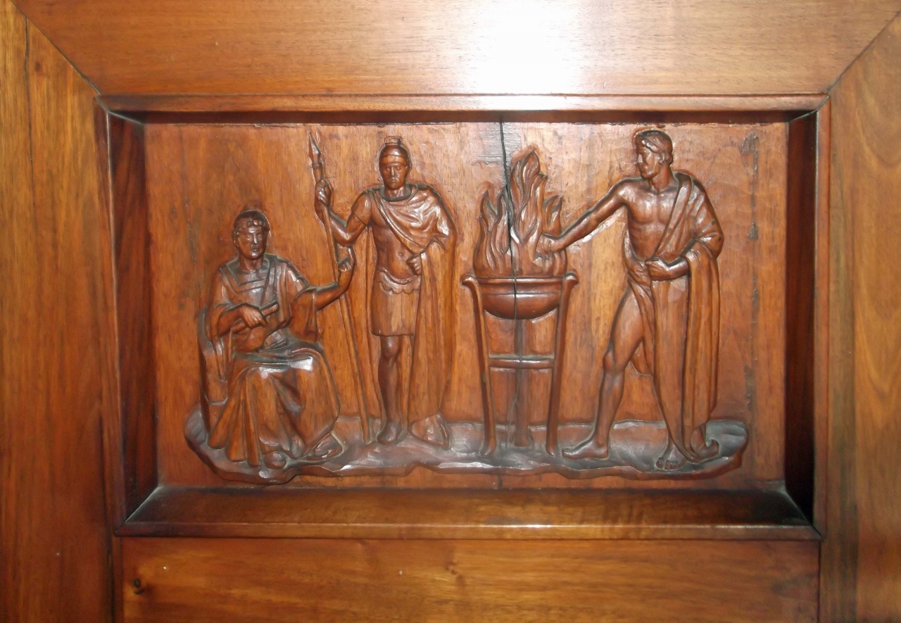 Muzio Scevola (rilievo) di Bartoli Umberto (sec. XX)