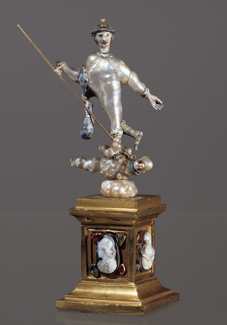 San Michele Arcangelo combatte il drago (statuetta) - bottega viennese (metà, inizio sec. XVII, sec. XVIII)