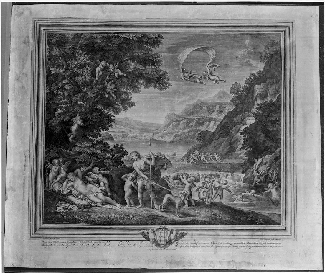 Venere e Adone (stampa, elemento d'insieme) di Baudet Etienne, Albani Francesco (sec. XVII)
