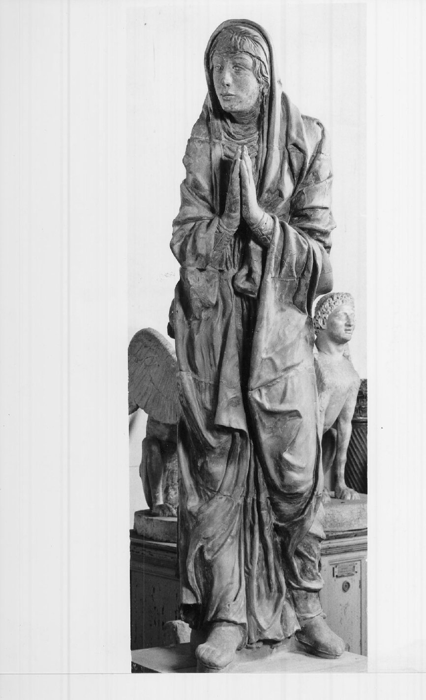 Madonna annunciata (statua, elemento d'insieme) - ambito padovano o mantovano (inizio sec. XVI)