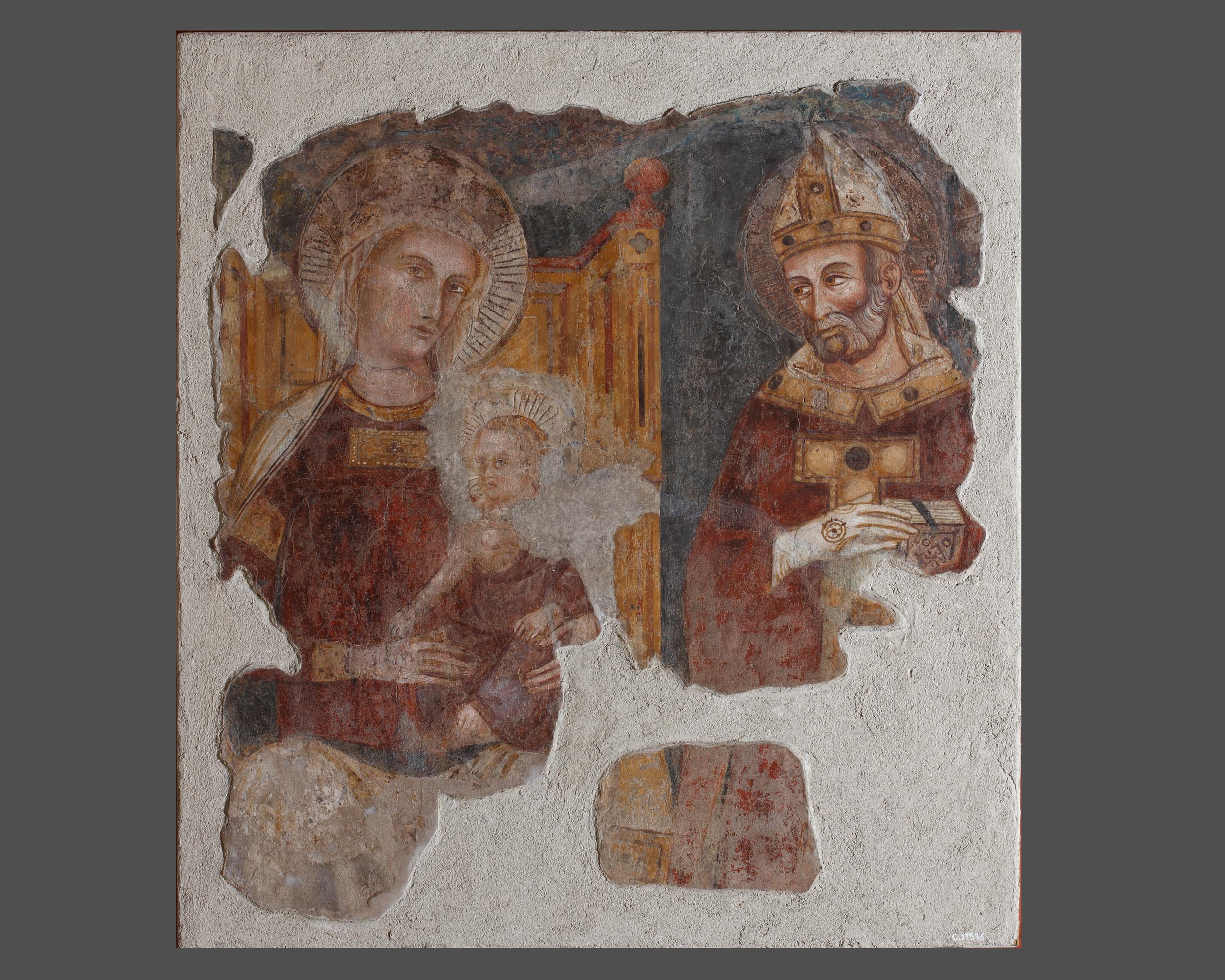 Madonna con Bambino e San Gregorio di Nazianzio (dipinto, opera isolata) di Maestro di Sant'Andrea (sec. XIV)