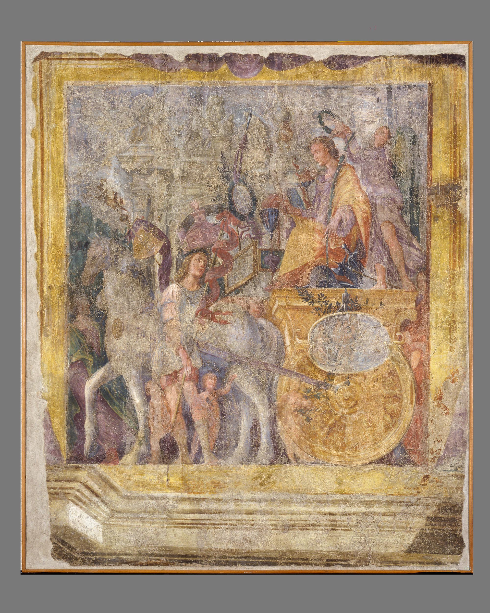 Giulio Cesare sul carro trionfale (dipinto, ciclo) di Dondi Ludovico (attribuito) (sec. XVI)