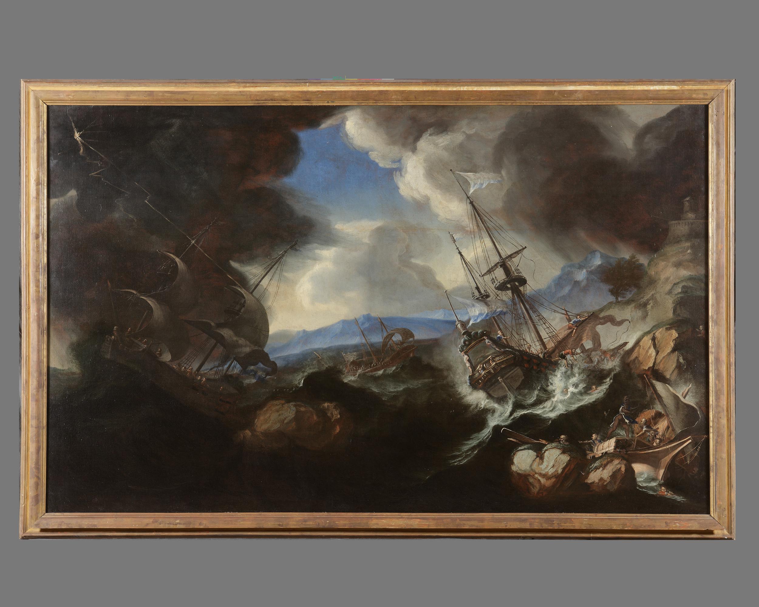 Tempesta marina, tempesta sul mare (dipinto, opera isolata) di Poli Biagio (sec. XVII)