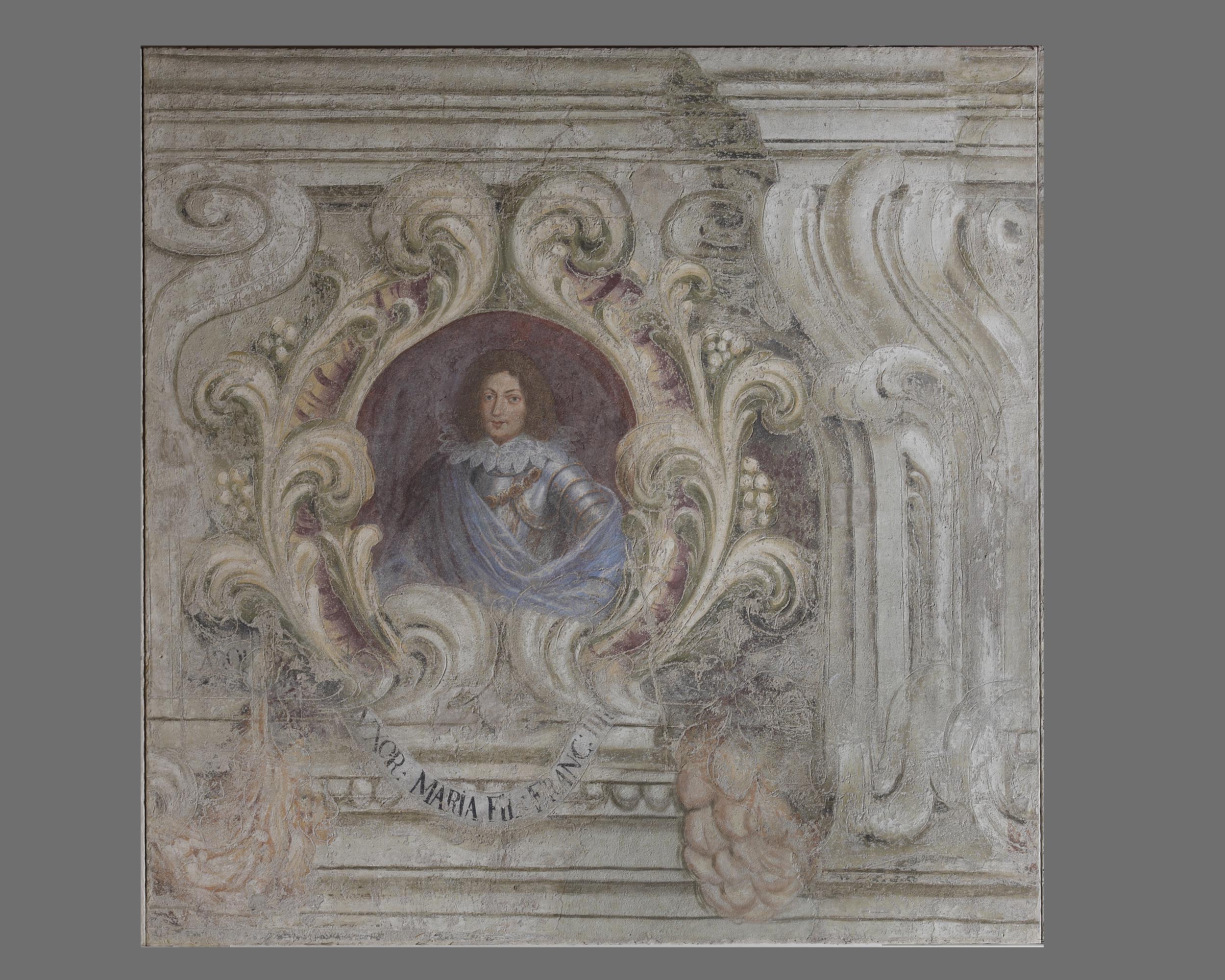 Fregio con ritratto di Carlo di Rethel (dipinto, elemento d'insieme) di Calabrò Antonio (attribuito) (sec. XVIII)