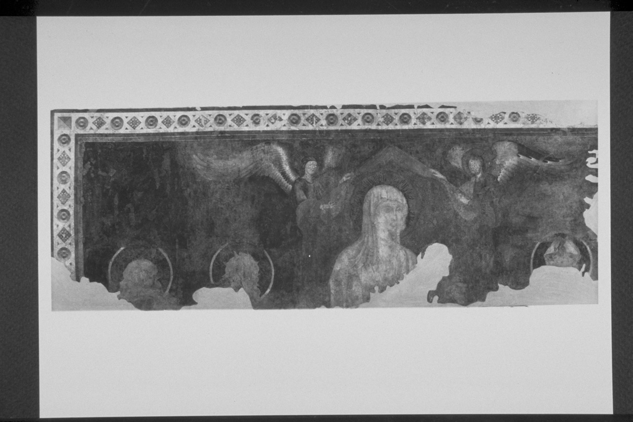 Madonna con Bambino in trono, santi e angeli (dipinto, frammento) di Maestro della Croce di Gubbio (attribuito) (primo quarto sec. XIV)